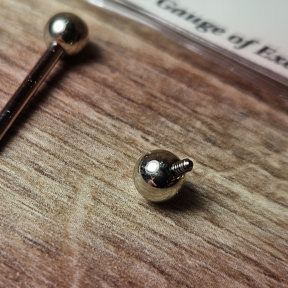 18k WHITE GOLD STRAIGHT BARBELL SIZE 1/2-14 - Picture 5 of 6